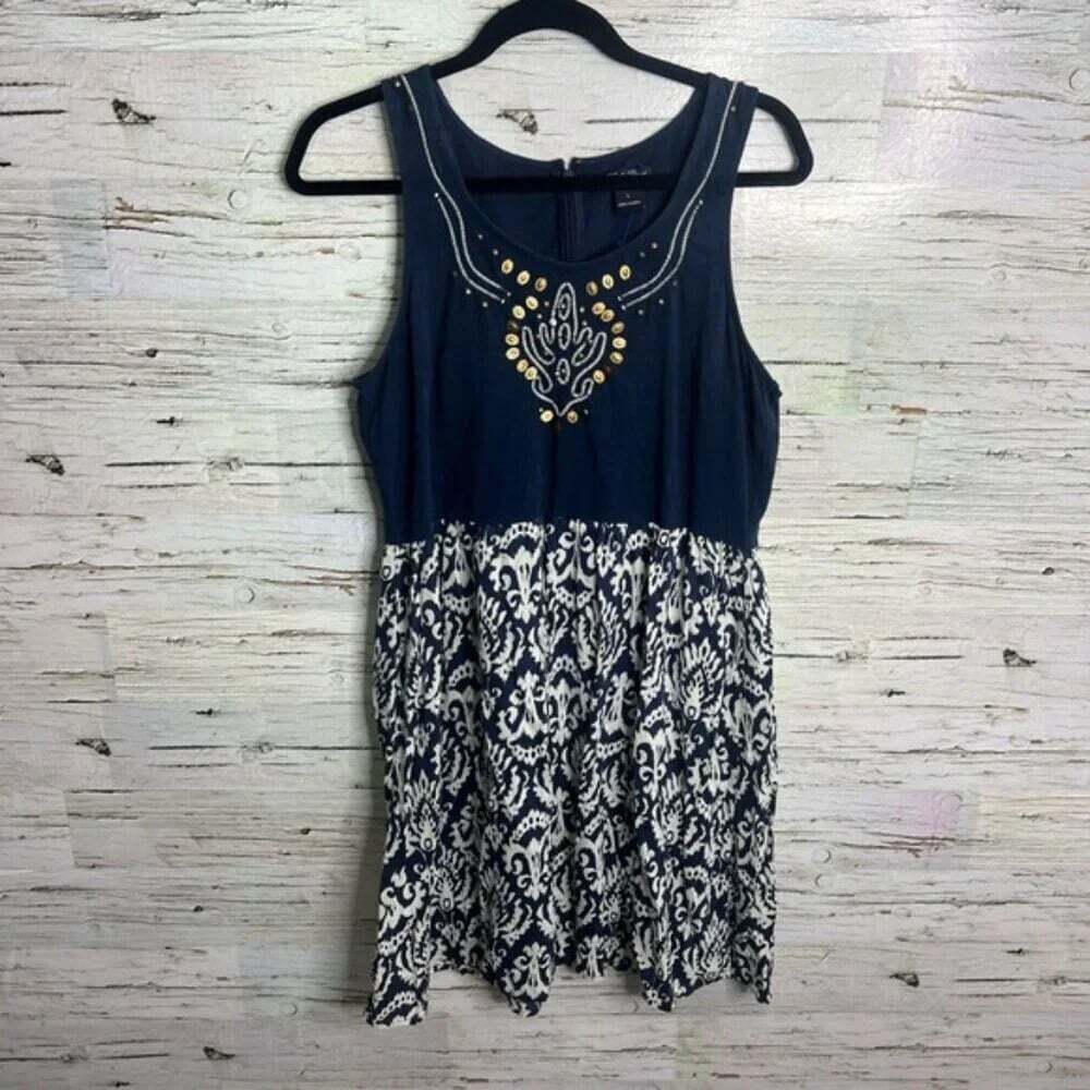 Lucky brand blue white dress size large